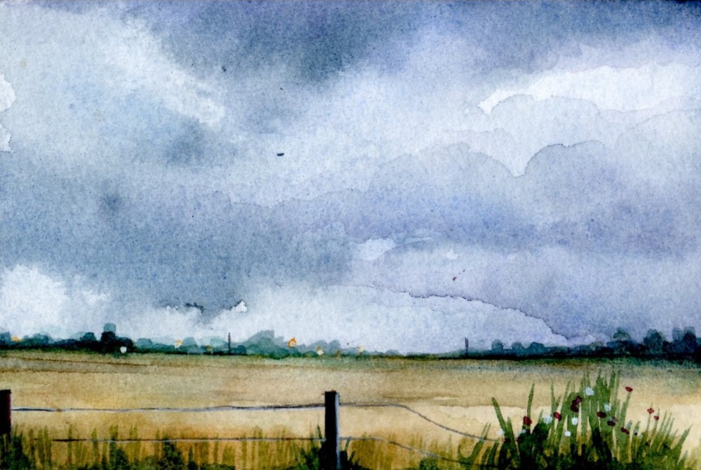 Watercolour landscape with Kirstie